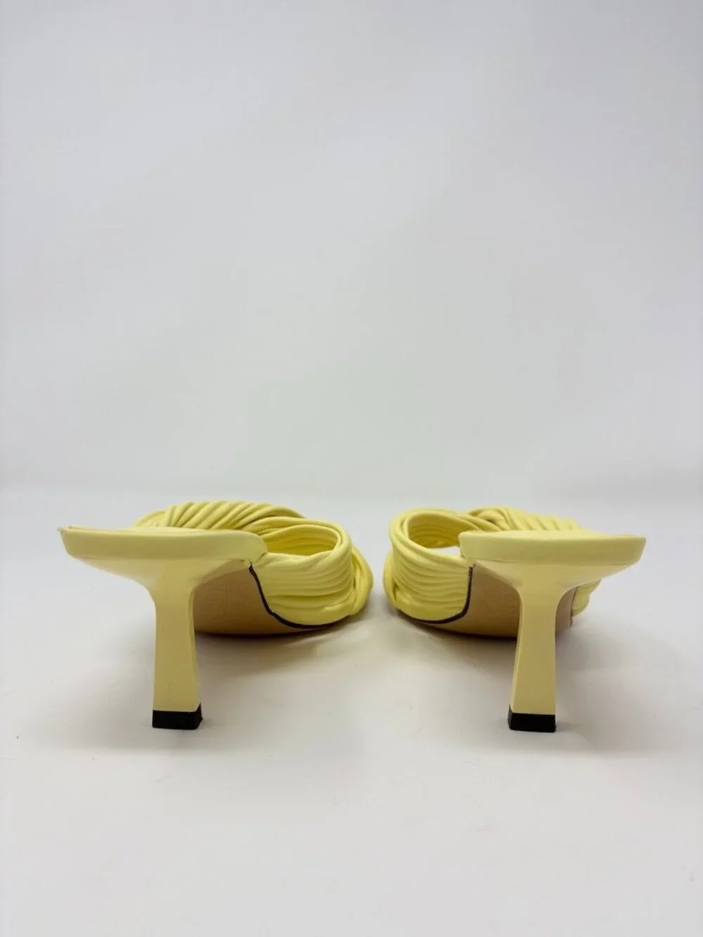 Zara Pleated Strap Heeled Sandals Heel Light Yellow Size 38/7 - Picture 11 of 13